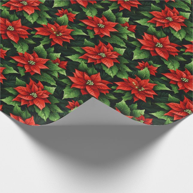 Cadeau Poinsettias en papier d'emballage de vacances (Coin)