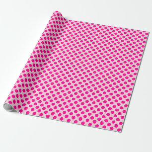 Cadeau Point Polka rose chaud sur papier à enveloppement
