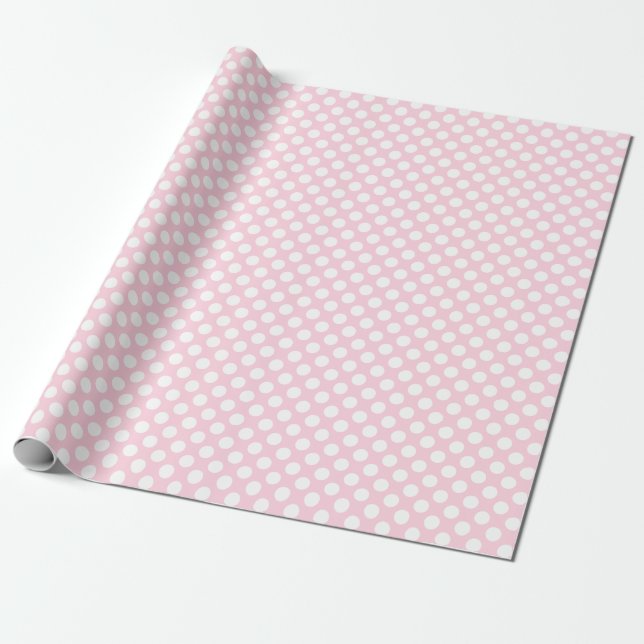 Cadeau Pointe Polka blanche sur papier d'enveloppement ro (Déroulé)