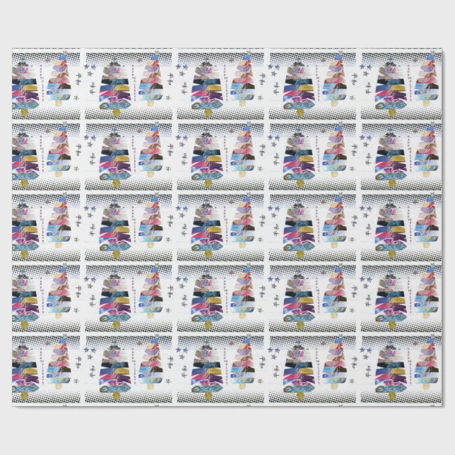 Cadeau Points noirs blancs de papier japonais de Noël de (Plat)