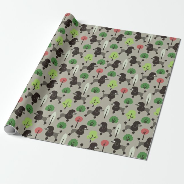 Cadeau Poodle dans le parc Papier d'enveloppement (Déroulé)