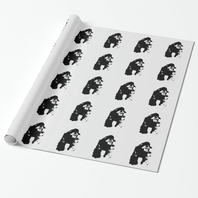 Cadeau Pop Art Gorilla Papier d'enveloppement de Noël (Déroulé)