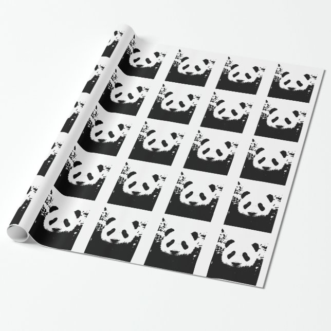 Cadeau Pop Art Panda Papier d'enveloppement de Noël (Déroulé)