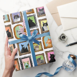 Cadeau Portraits de chats papier d'enveloppement