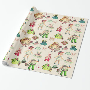 Cadeau Poupée en papier de style vintage adorable et tenu