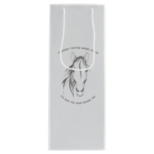 Cadeau Pour Bouteille Citation de cheval sac de vin graphique