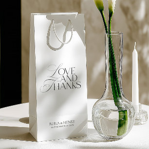 Cadeau Pour Bouteille Élégant Sac de Bienvenue de Mariage Noir et Blanc 