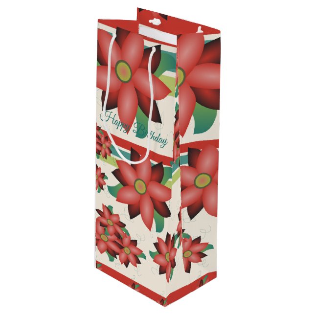 Cadeau Pour Bouteille Joli sac à vin fleuri (Devant Angle)