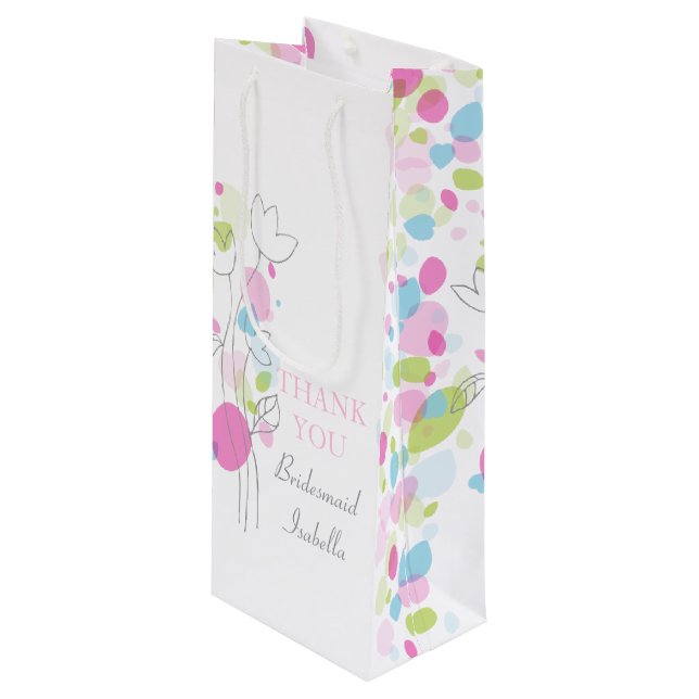 Cadeau Pour Bouteille Pétales Confetti mariage Bridesmaid faveur sac à v (Devant Angle)