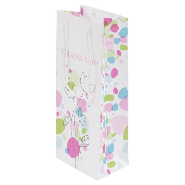 Cadeau Pour Bouteille Pétales Confetti mariage merci sac à vin (Devant Angle)