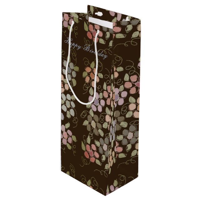 Cadeau Pour Bouteille Sac à vin au chocolat joliment fleuri (Devant Angle)