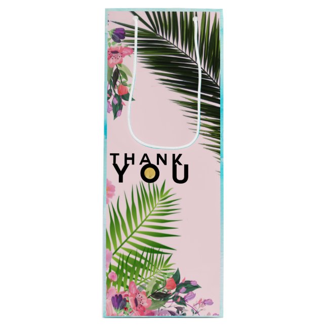 Cadeau Pour Bouteille Sac à vin en feuille d'or Merci (Devant)