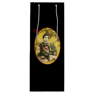 Cadeau Pour Bouteille Sac à vin japonais vintage Geisha