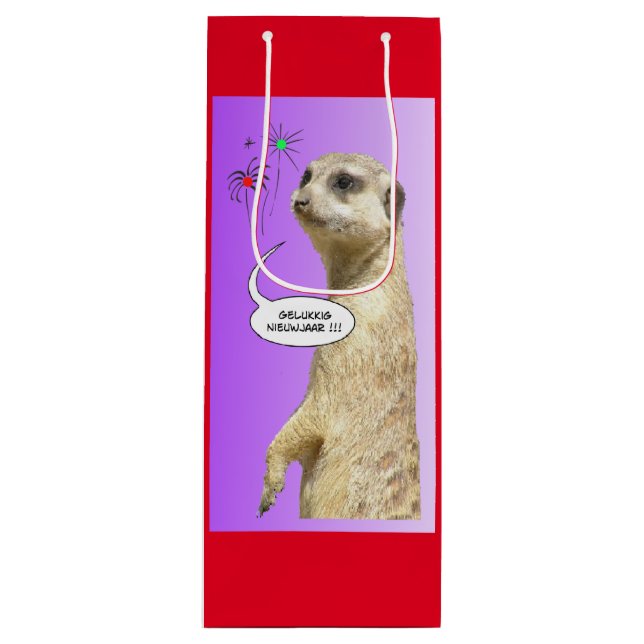 Cadeau Pour Bouteille Sac à vin rouge Meerkat Nouvelle Année (Devant)