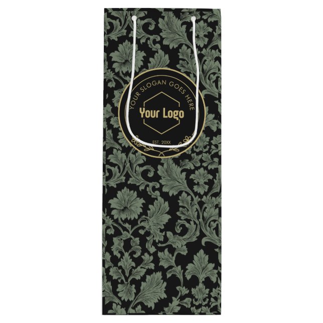 Cadeau Pour Bouteille Sac d'achat Apothécaire Vert et Gris (Devant)