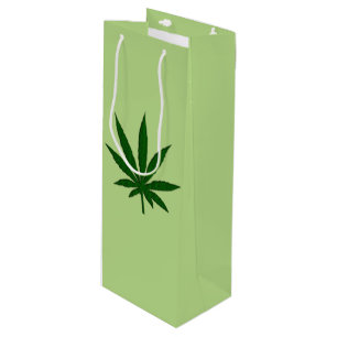 Cadeau Pour Bouteille Sac vert clair feuille de mauvaises herbes