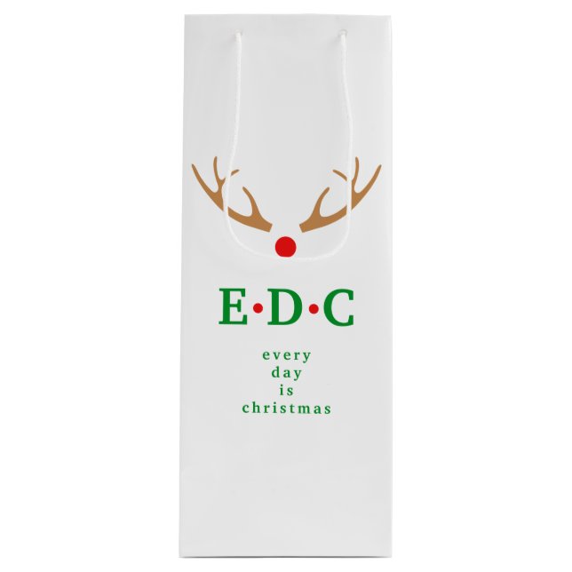 Cadeau Pour Bouteille Sac vin de Noël Chaque Jour est Noël (Devant)