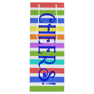 Cadeau Pour Bouteille SANTÉ! Sac à vin rayé coloré