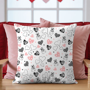 Cadeau pour femme valentin oreiller rose noir cœur