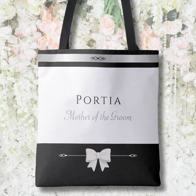 Cadeau pour la mère du marié | Sac fourre-tout de  (Luxury personalized Mother of the Groom gift tote bag on a romantic garden wedding flower wall)
