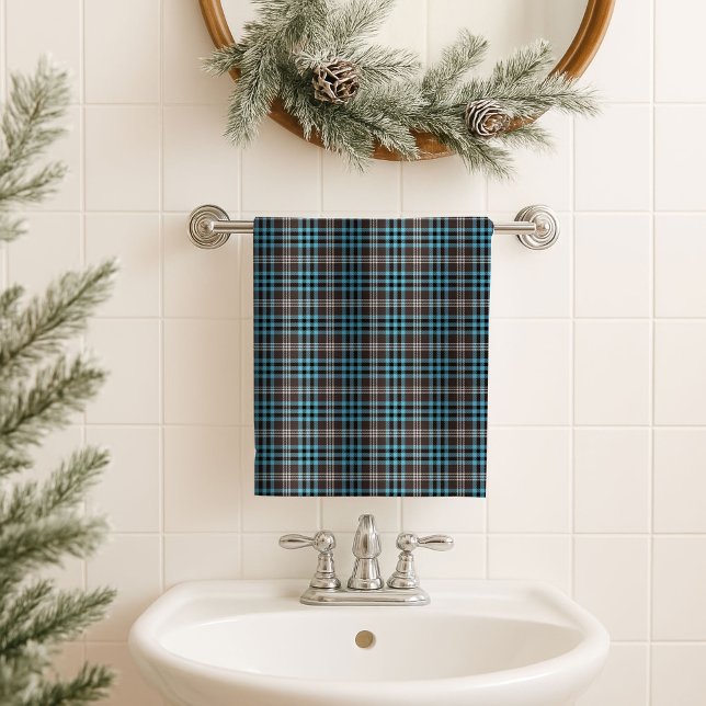 Cadeau pour lui – Serviette accent bleu jaune à ca (Gift for Him – Blue Yellow Plaid Towel Accent)
