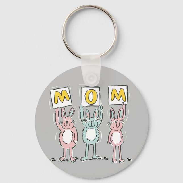 Cadeau pour maman porte-clés design lapins amusant (Recto)