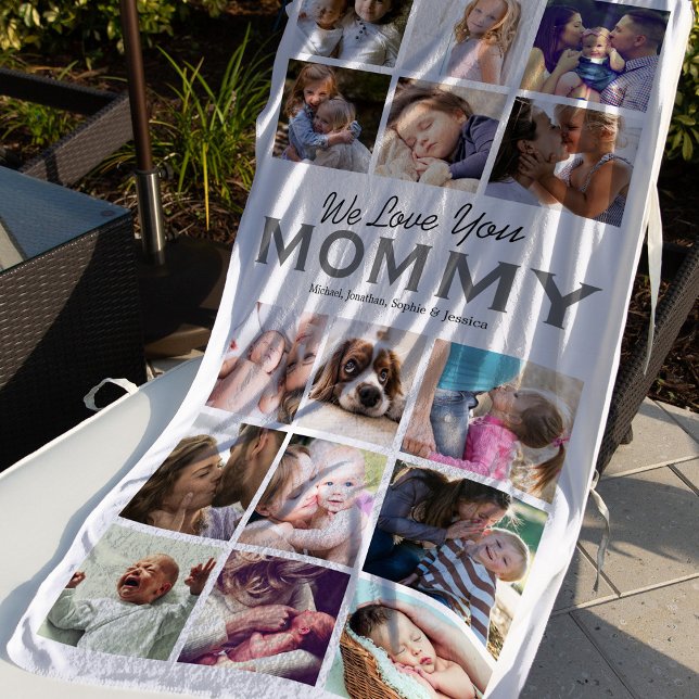 Cadeau pour maman Serviette de plage Collage photo (Créateur téléchargé)