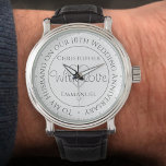 Cadeau pour mari. Montre du 10e anniversaire du Ma<br><div class="desc">Montre-cadeau pour mari lors d'un anniversaire mariage. Montre spéciale avec inscription. 10e anniversaire de mariage cadeau. Watch a l'inscription plus le message "With Love". Aussi le nom de chaque partenaire. Face de montre blanche.</div>