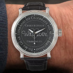 Cadeau pour mari sur sa montre d'anniversaire 40th<br><div class="desc">Montre-cadeau pour mari à l'occasion de son anniversaire. Montre spéciale avec inscription. Cadeau de 40e anniversaire. Watch a l'inscription plus le message "With Love". Aussi le nom de chaque partenaire. Face de montre noire.</div>