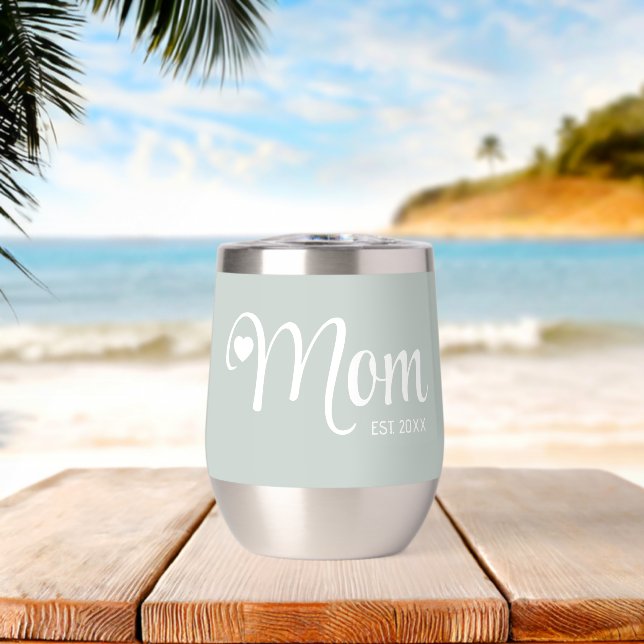 Cadeau pour nouvelle maman Écriture vert sauge Mam (Plage (pivotée))