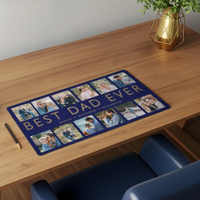 Cadeau pour papa | Collage photo de la famille Bes (Gift for Dad | Best Dad Ever Family Photo Collage Desk Mat)