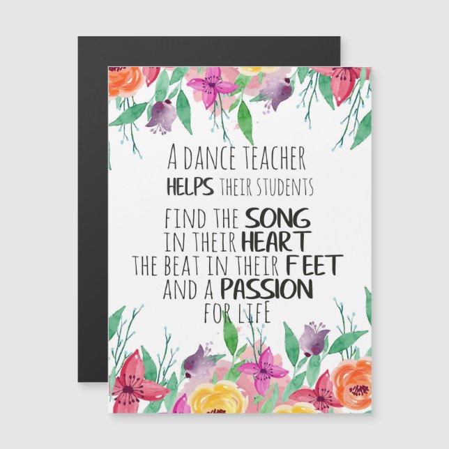 Cadeau pour professeur de danse Citation de remerc (Devant / Derrière)