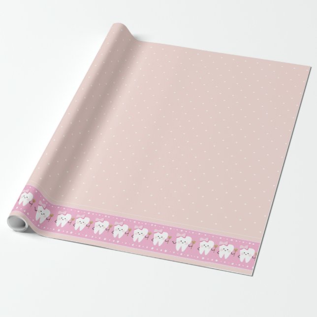 Cadeau Première nappe de partie rose dent, papier d'embal (Déroulé)