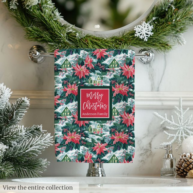 Cadeau preppy de Noël chic rose chaud et vert (Chic hot pink and green Christmas preppy gift Bath Towel Set )