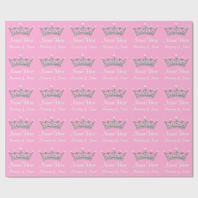 Cadeau Princesse papier d'emballage de bébé PERSONNALISÉ (Plat)
