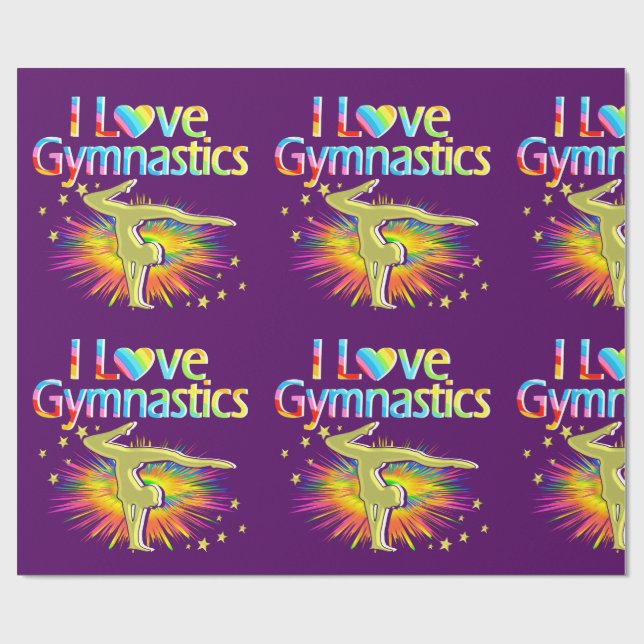 CADEAU PURPLE I LOVE GYMNASTICS WRAPPER PAPIER (Plat)