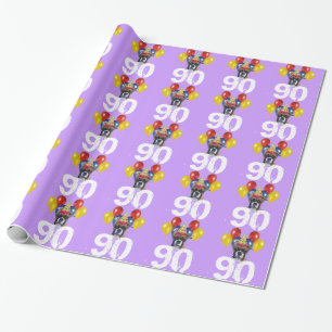 Cadeau quatre-vingt-dixième Papier pourpre d'emballage