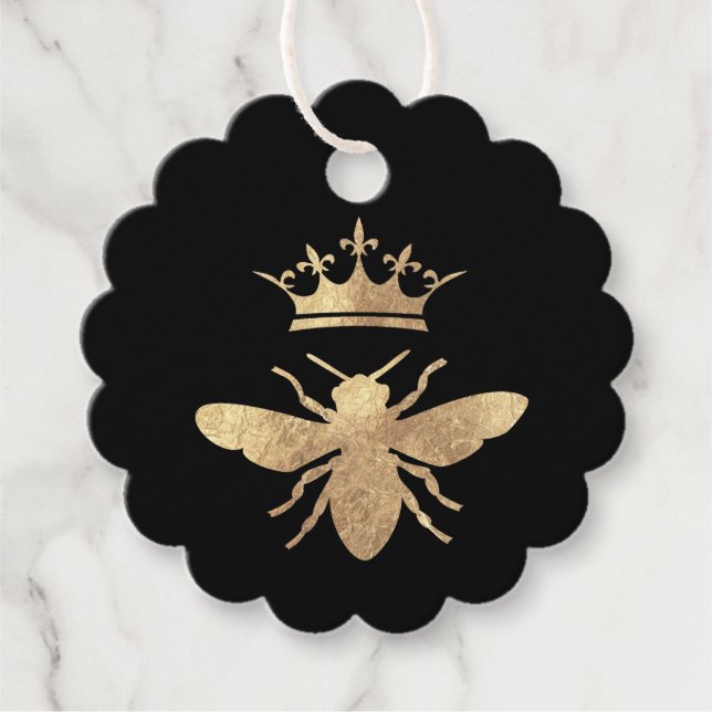 Cadeau queen bee sur les étiquettes noires de faveur (Devant)