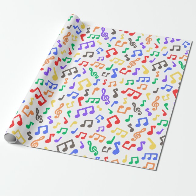 Cadeau Rainbow Musical Notes Papier d'enveloppement (Déroulé)
