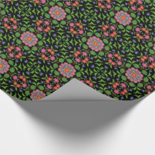 Cadeau Rangoli floral Motif, Papier à enveloppement noir