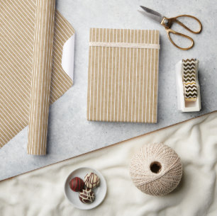 Cadeau Rayures fines blanches sur fond de papier kraft br