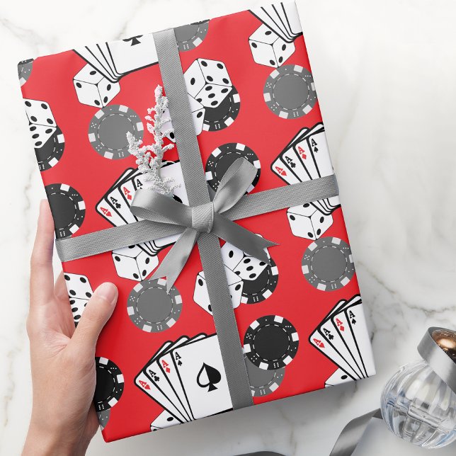 Cadeau Red Casino Poker Party Enveloppement Papier (Casino Poker Wrapping Paper)