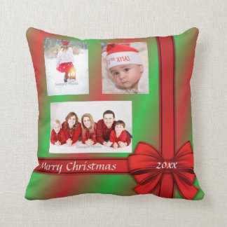 Cadeau Red Green enveloppé Coussin photo de Noël