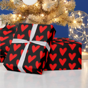 Cadeau Red Heart Valentine's Day Heart Wrapping Papier