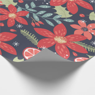 Cadeau Red Poinsettia MERRY CHRISTMAS WRAPPER PAPIER