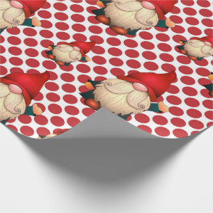 Cadeau Red Polka Dot Gnomes Papier d'enveloppement de Noë