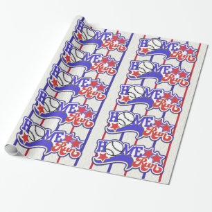 Cadeau Red White & Blue Home Run Baseball Papier rayé