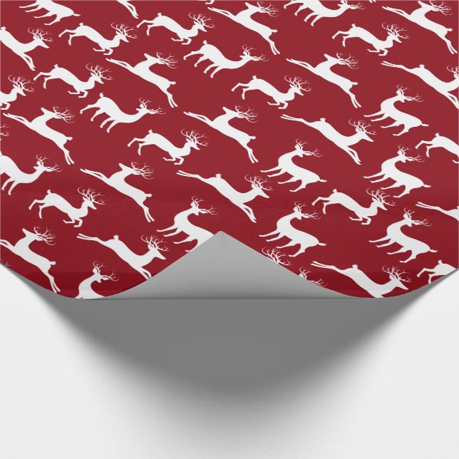 Cadeau Reindeer Rouge blanc Papier d'enveloppement de Noë (Coin)