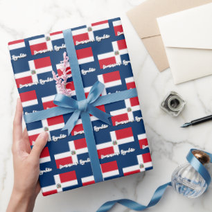 Cadeau République Dominicaine Papier Enveloppant, Drapeau