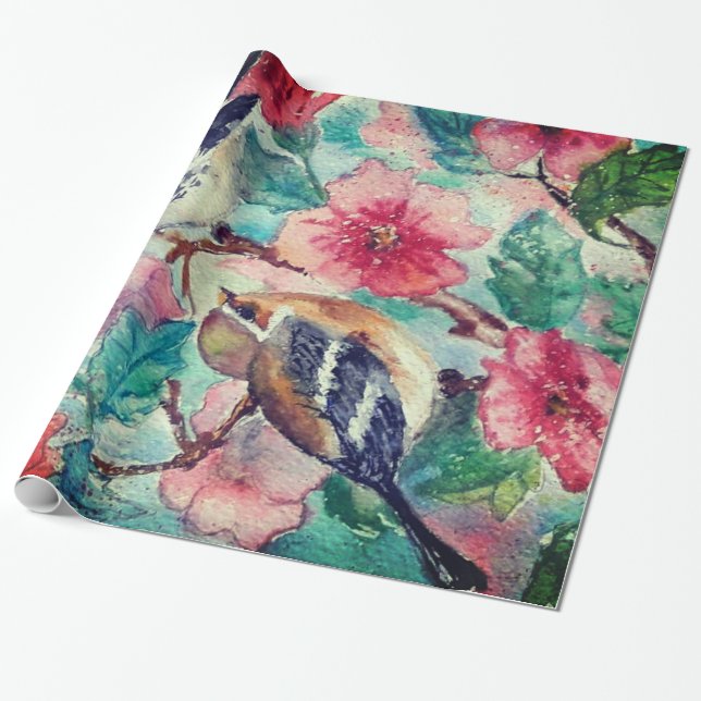 Cadeau Ressorts Enveloppant Fleurs de papier - Peinture (Déroulé)